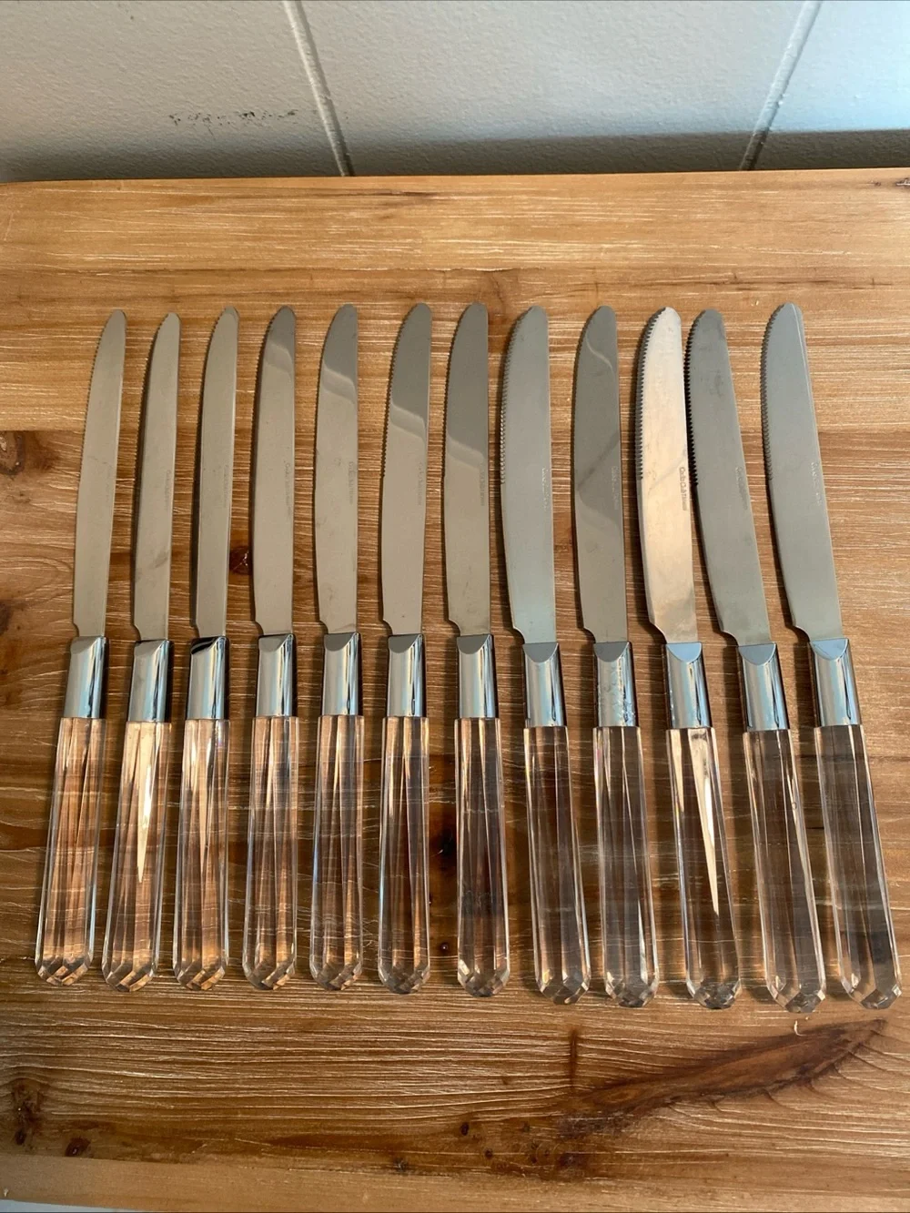 Cook’s Club Taiwan Vtg MCM Faceted Acrylic Flatware Service For 12 & Serving Set